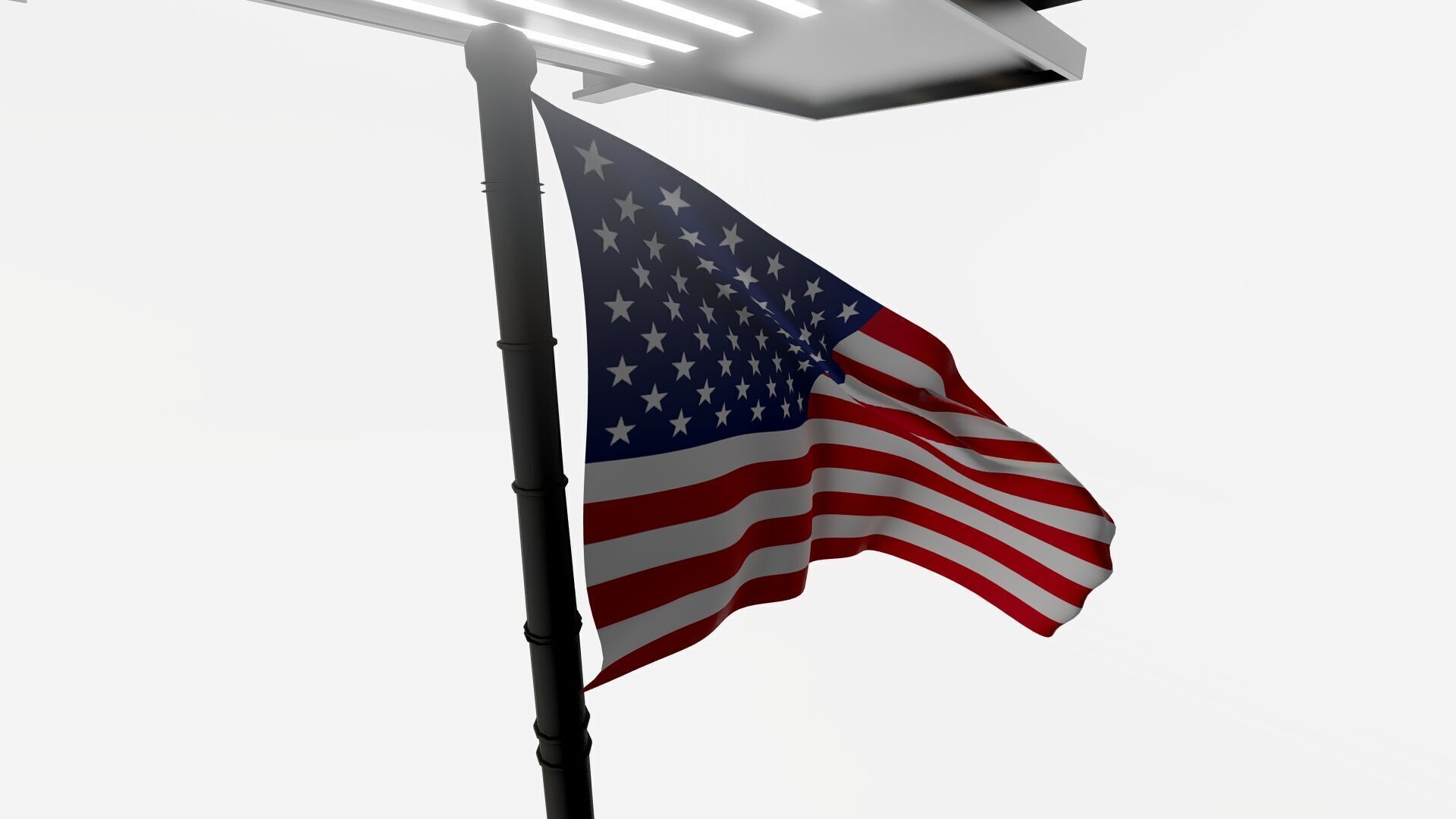 American USA 3D Model Flag on Flagpole High-Quality for All Free low-poly 3D model_8