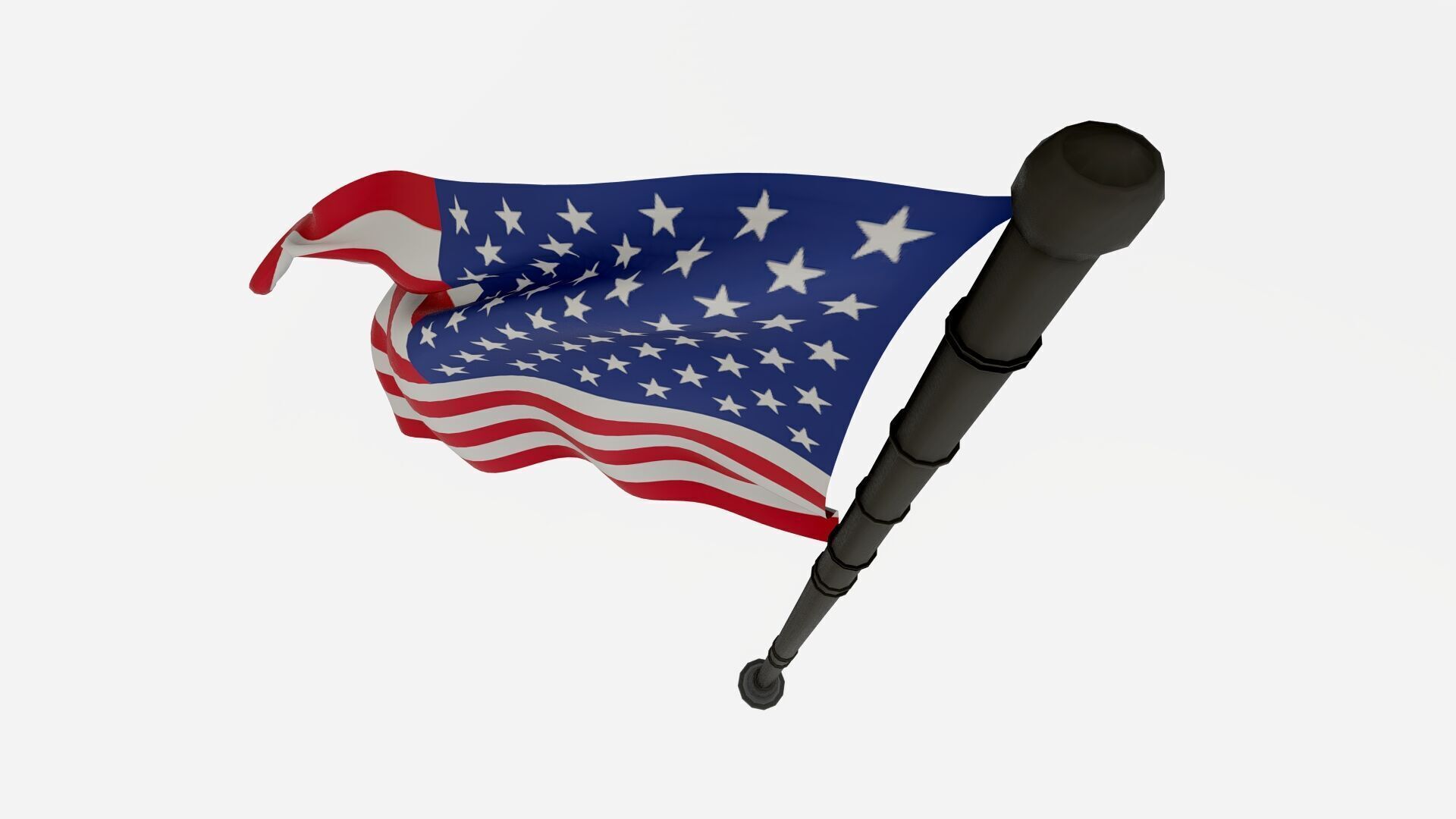 American USA 3D Model Flag on Flagpole High-Quality for All Free low-poly 3D model_6