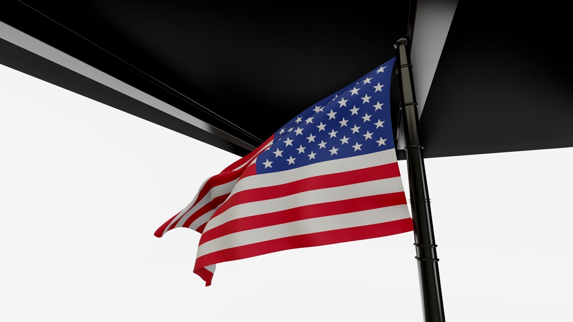 American USA 3D Model Flag on Flagpole High-Quality for All Free low-poly 3D model_11