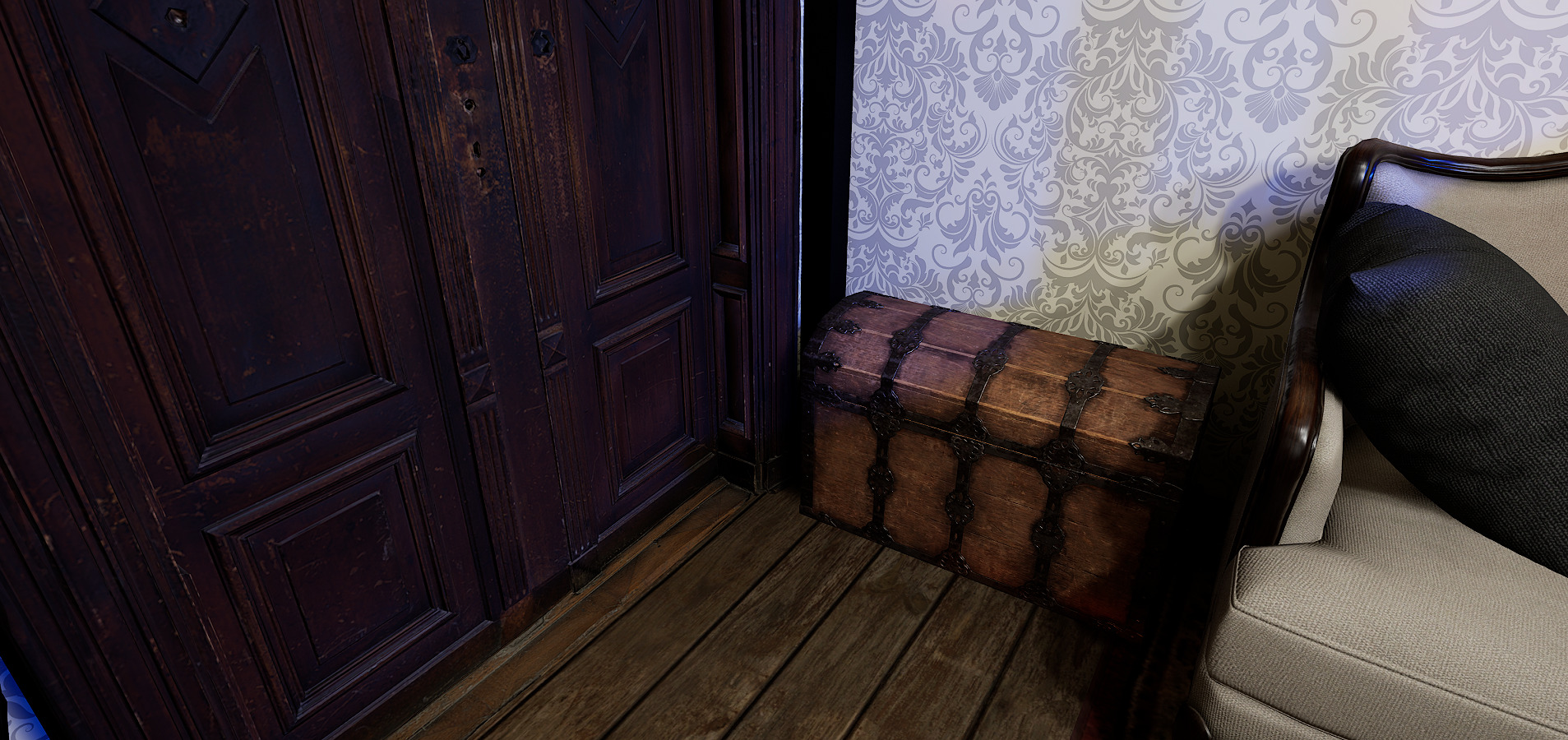 Gothic Victorian Grand Parlour Ornate Living Room 3D model_20