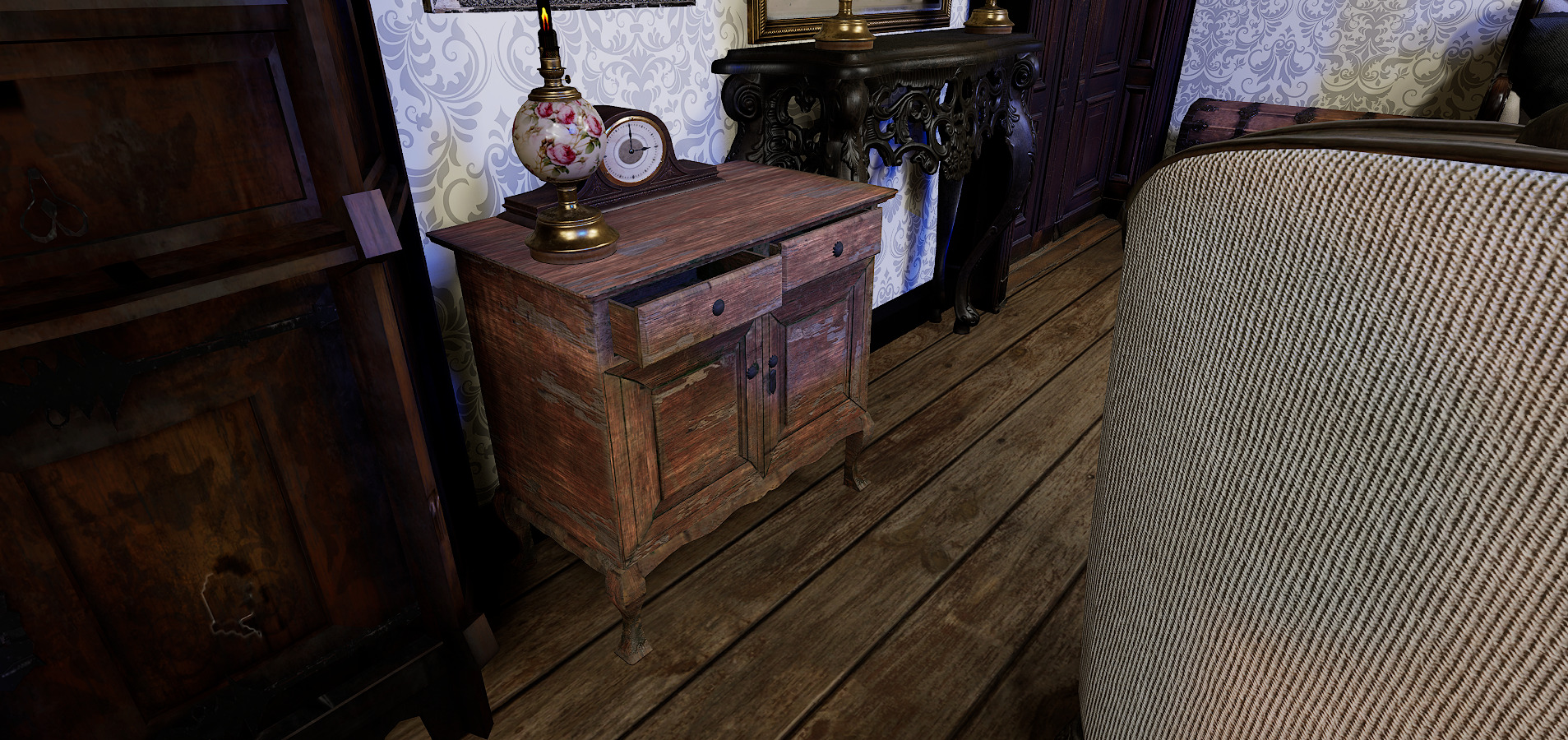 Gothic Victorian Grand Parlour Ornate Living Room 3D model_18