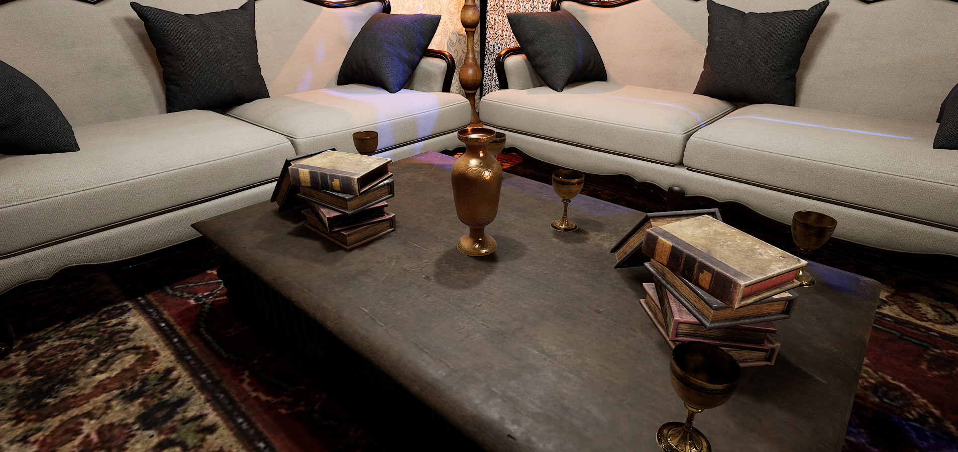 Gothic Victorian Grand Parlour Ornate Living Room 3D model_21