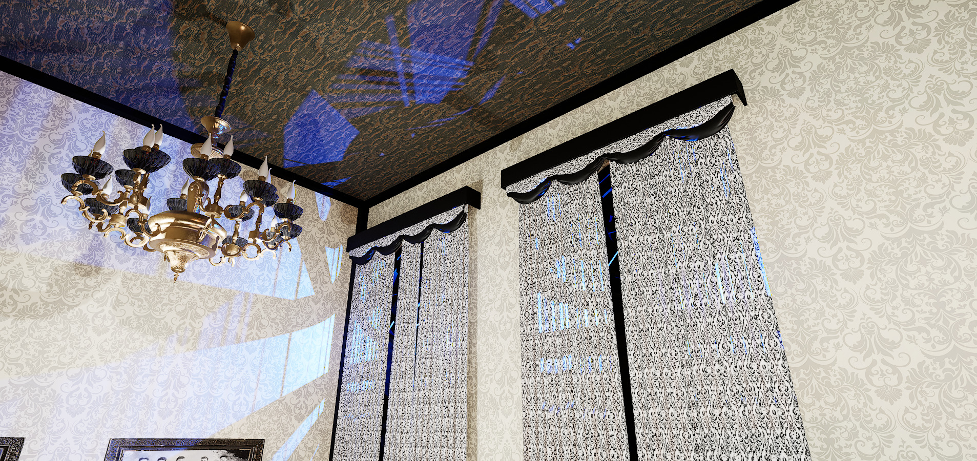 Gothic Victorian Grand Parlour Ornate Living Room 3D model_8