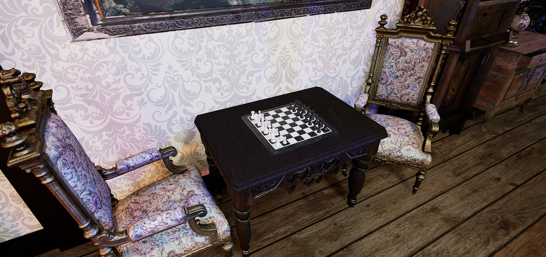 Gothic Victorian Grand Parlour Ornate Living Room 3D model_17