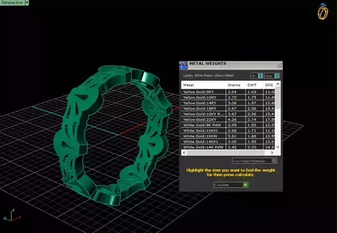 Floral Patterned Gold Ring