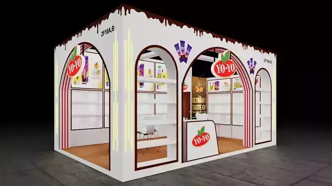 Exhibition Stand 6x4 2Sides D2V1 3D model