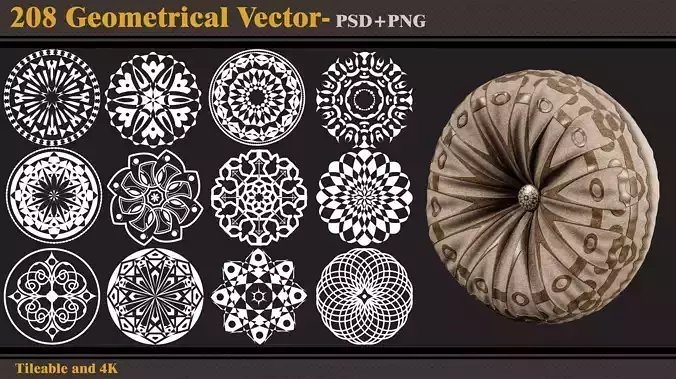 208 Geometrical Vectors-Alpha--tileable-seamless- 4K PNG-PSD 