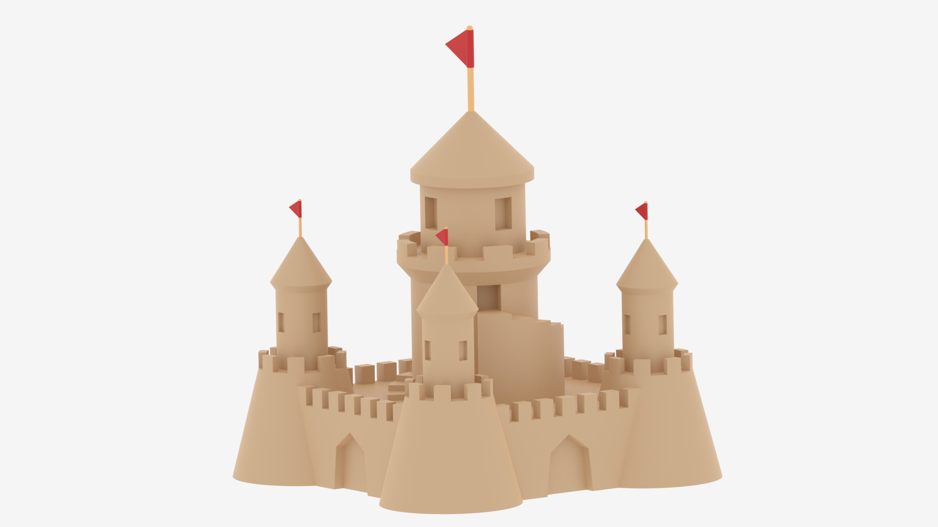 Cartoon Sand Castle 3D model_3