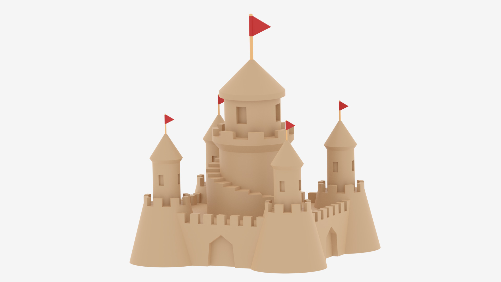 Cartoon Sand Castle 3D model_5