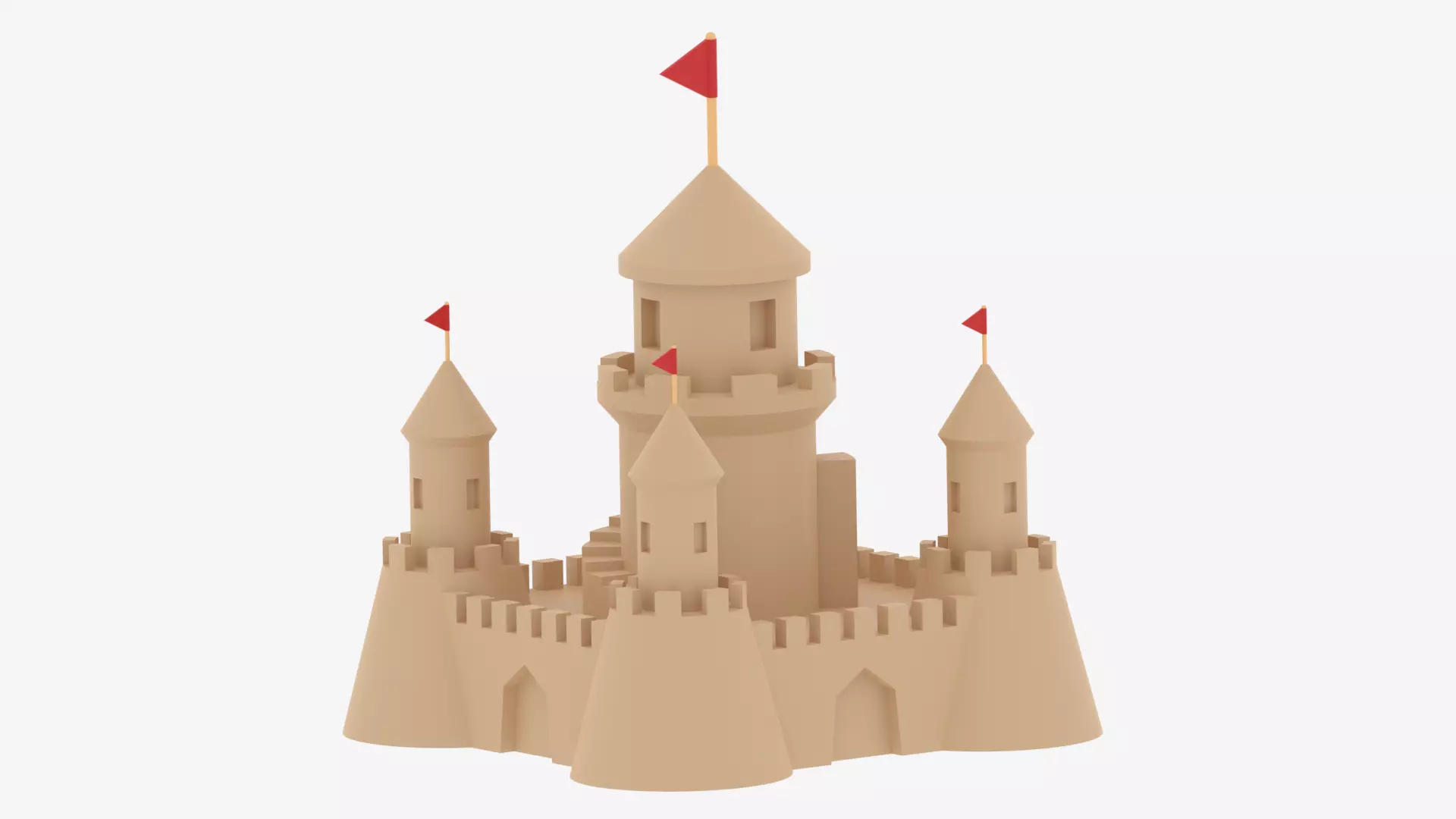 Cartoon Sand Castle 3D model_0