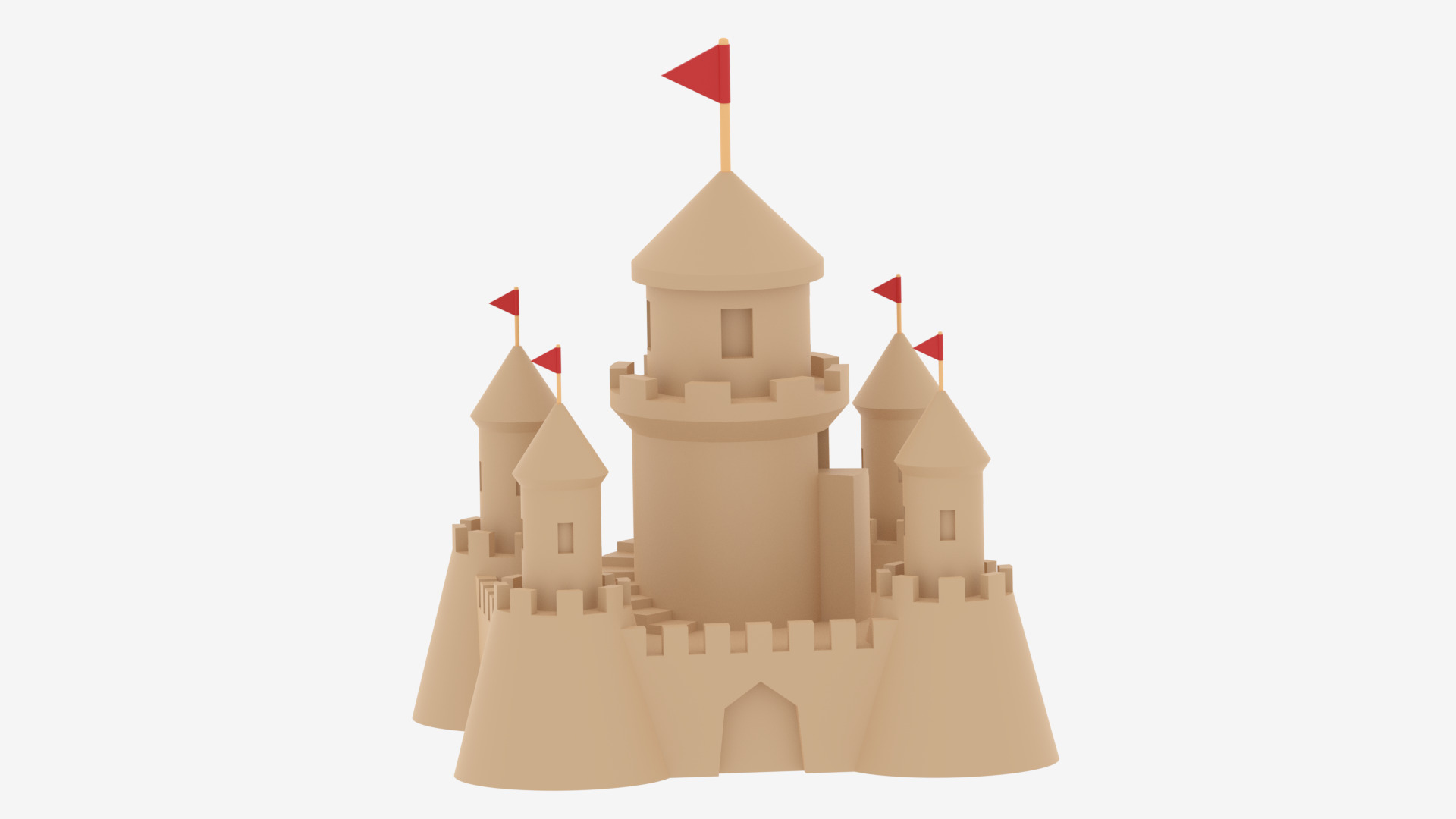 Cartoon Sand Castle 3D model_1
