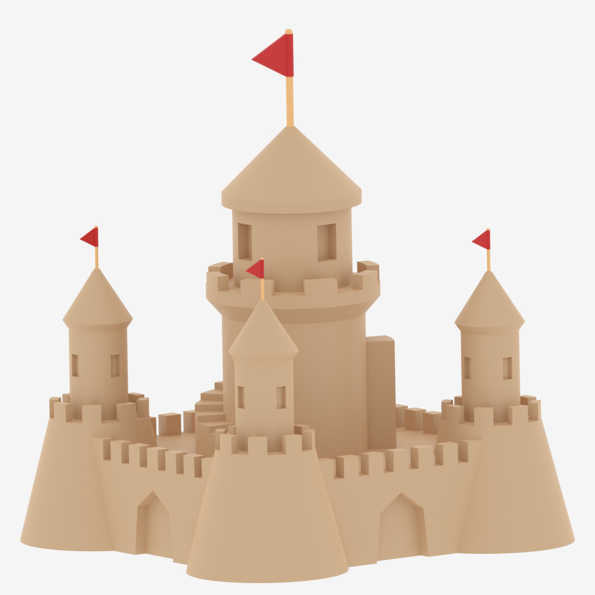 Cartoon Sand Castle 3D model_7