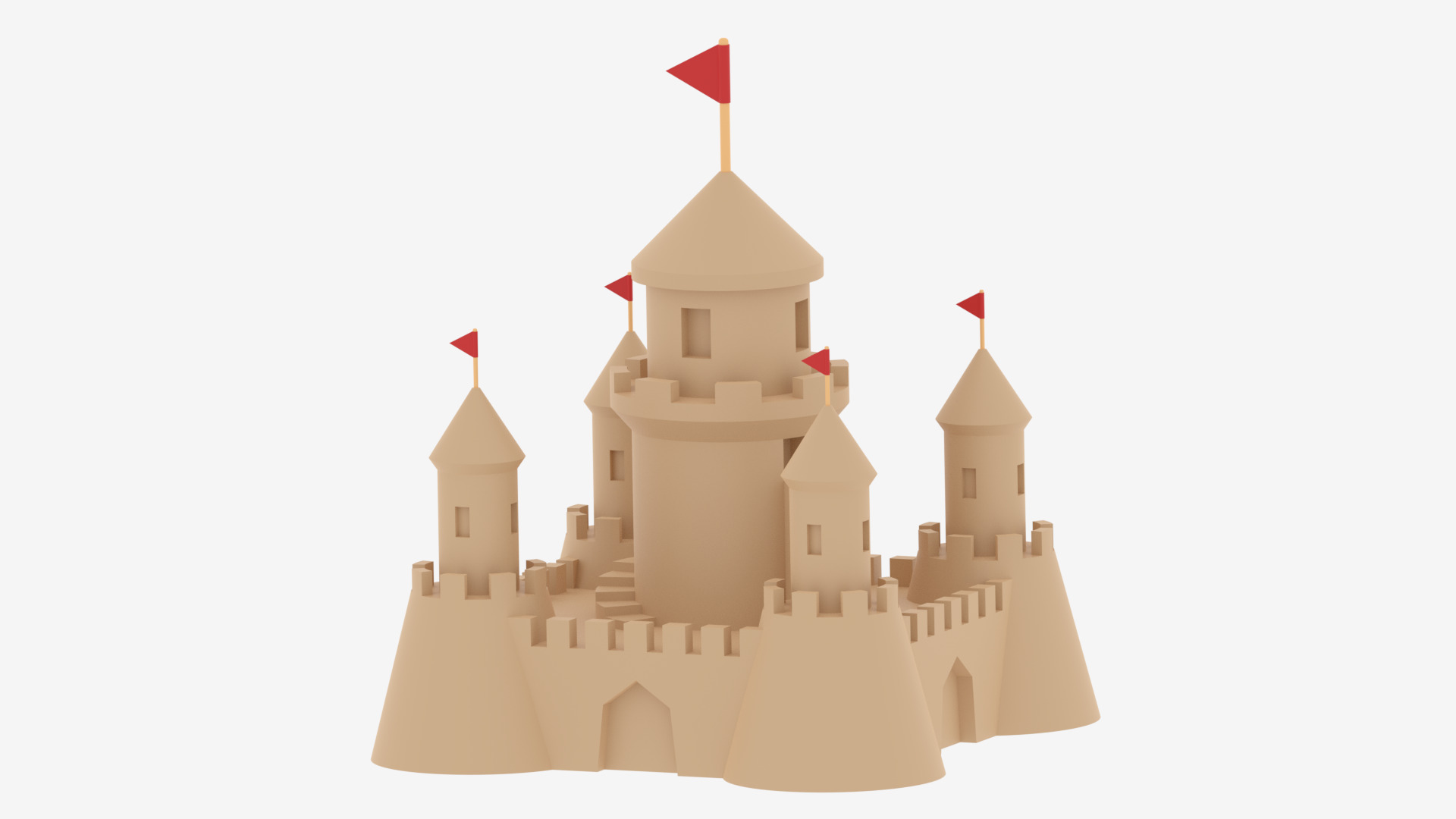 Cartoon Sand Castle 3D model_2