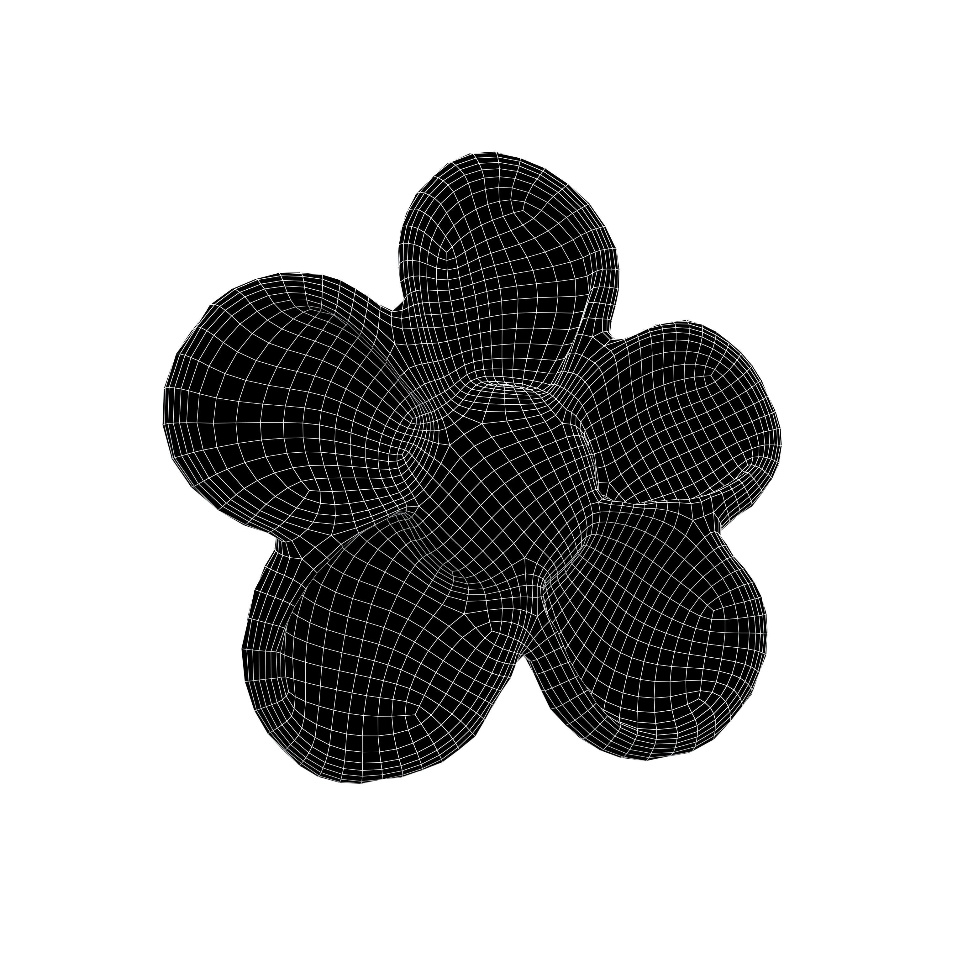 Y2K Design Element Flower v2 001 Low-poly 3D model_6