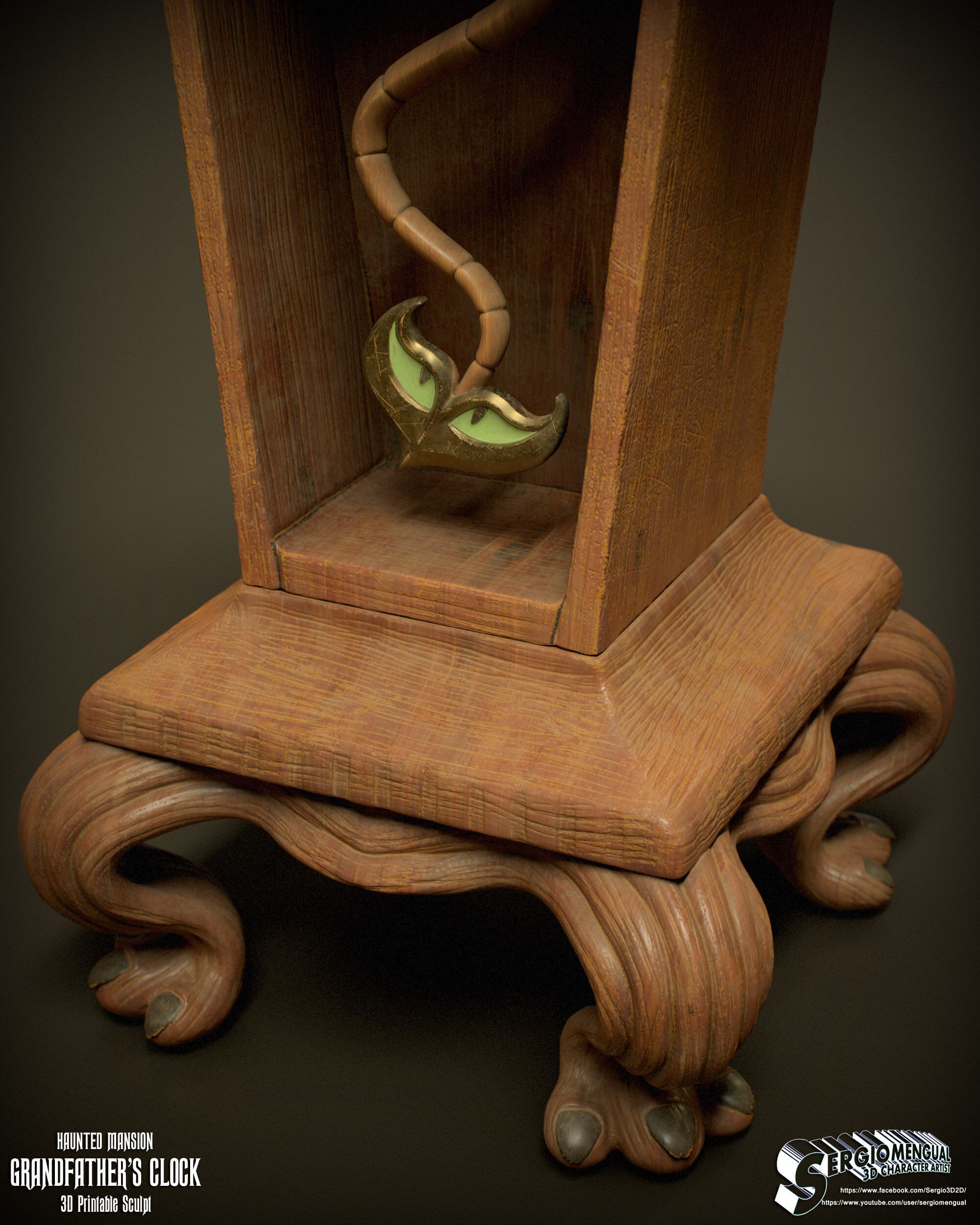 Haunted Mansion Grandfather Clock 3D Printable Sculpt 3D print model_17