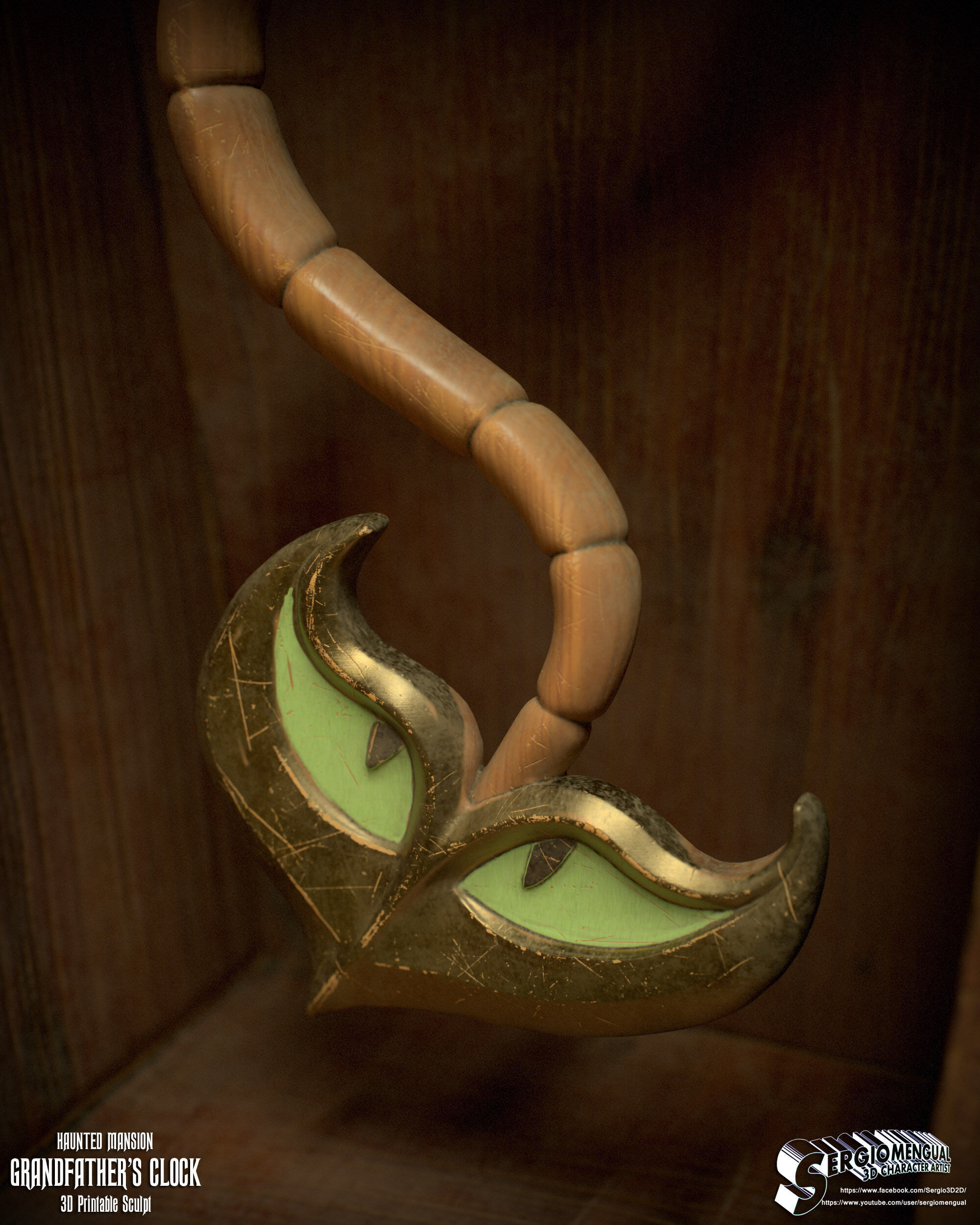 Haunted Mansion Grandfather Clock 3D Printable Sculpt 3D print model_18