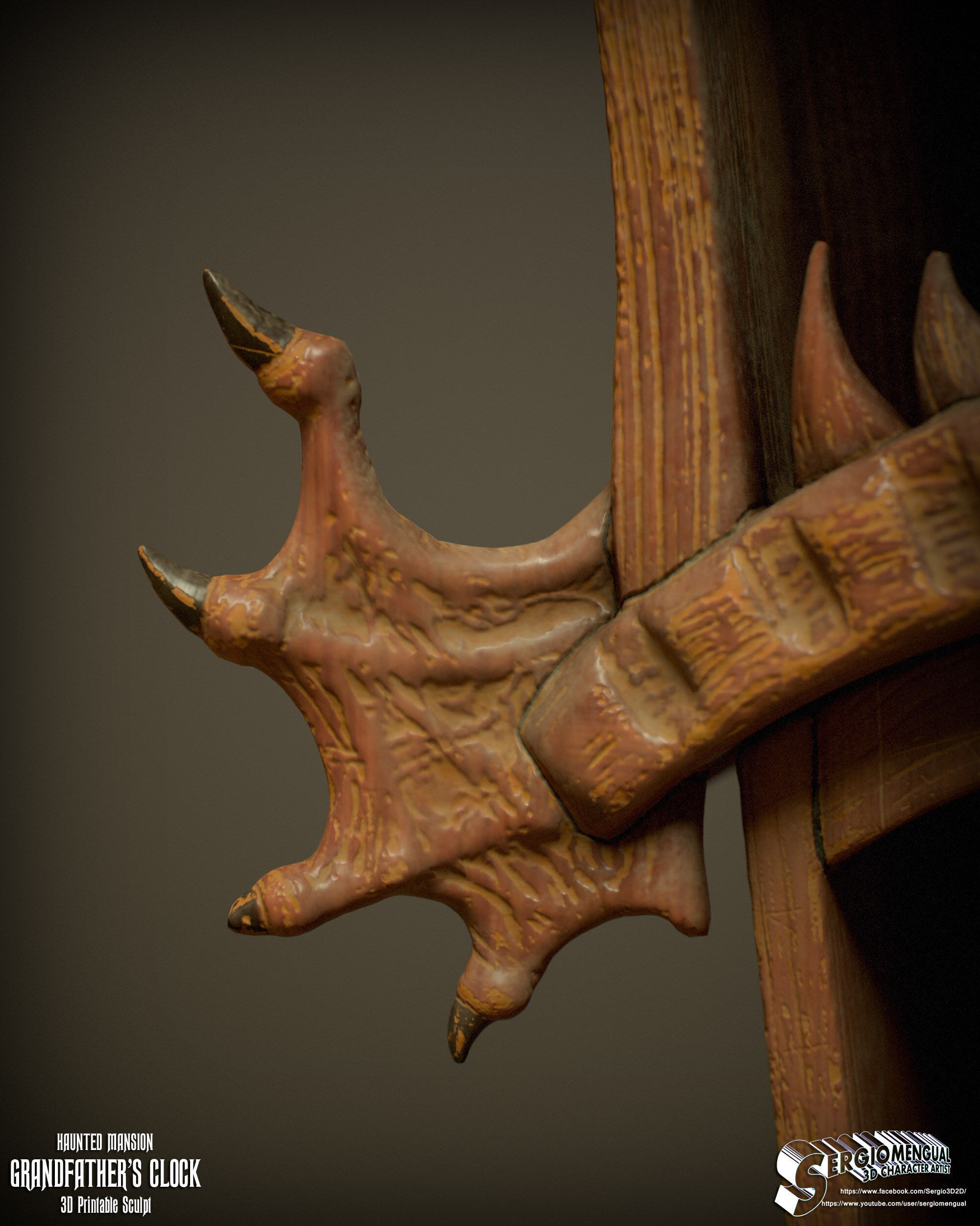 Haunted Mansion Grandfather Clock 3D Printable Sculpt 3D print model_15