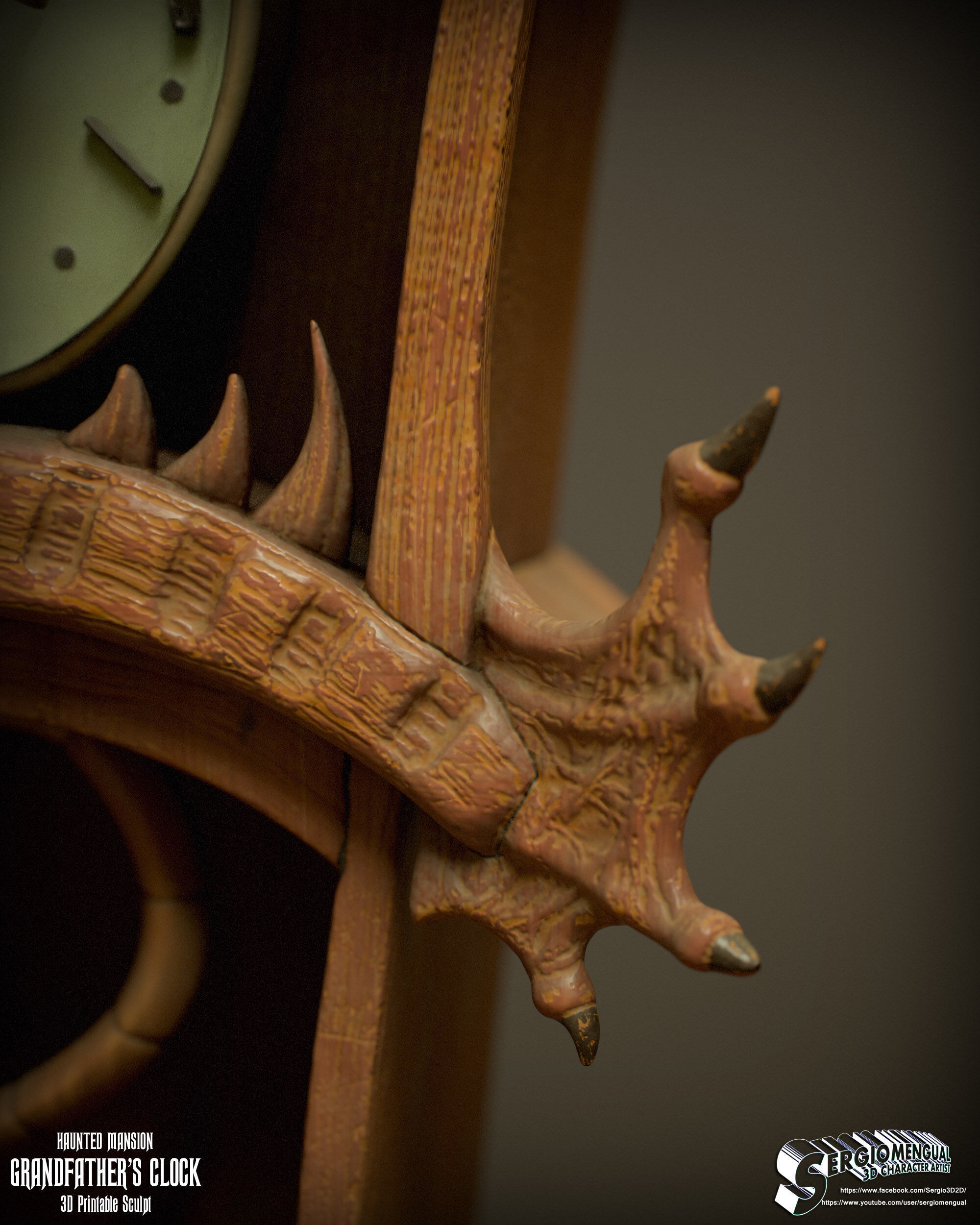 Haunted Mansion Grandfather Clock 3D Printable Sculpt 3D print model_13