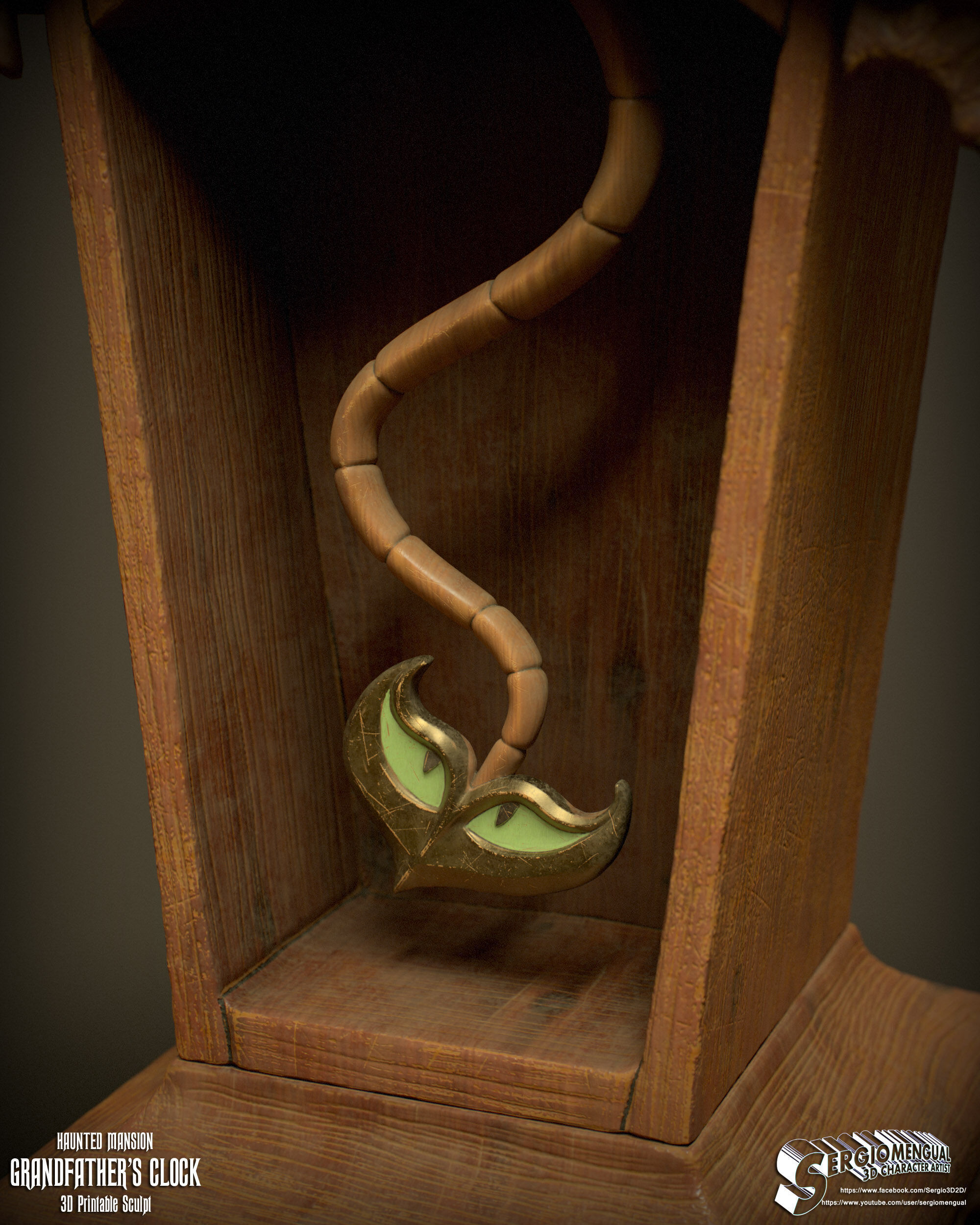 Haunted Mansion Grandfather Clock 3D Printable Sculpt 3D print model_21