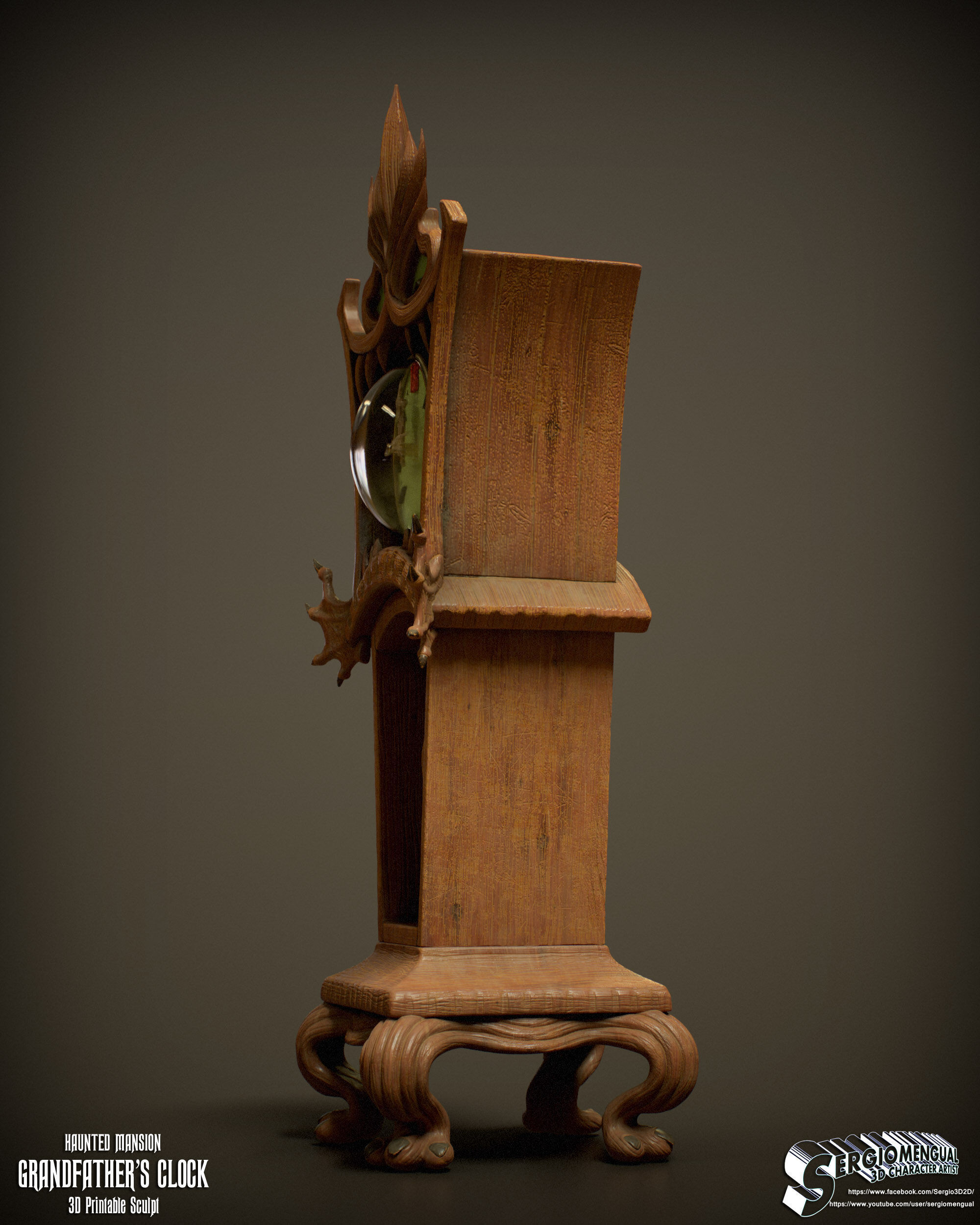 Haunted Mansion Grandfather Clock 3D Printable Sculpt 3D print model_11