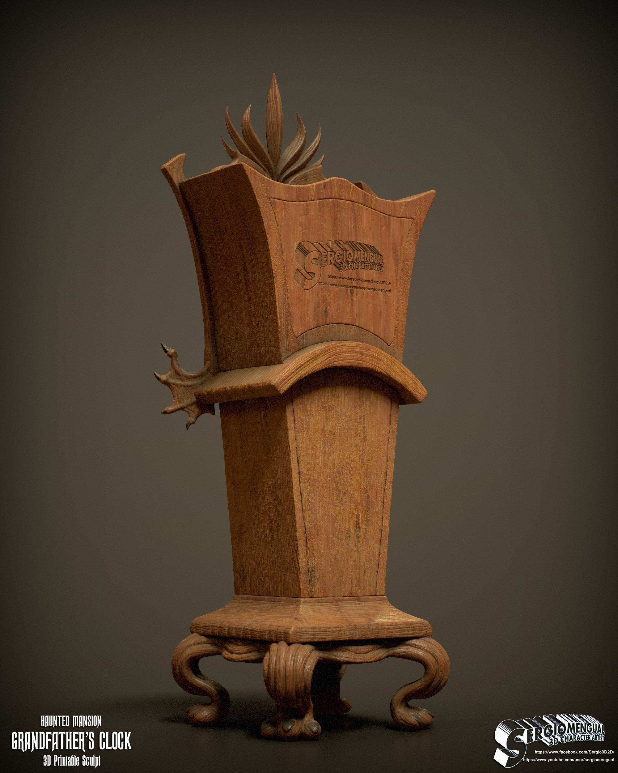 Haunted Mansion Grandfather Clock 3D Printable Sculpt 3D print model_8