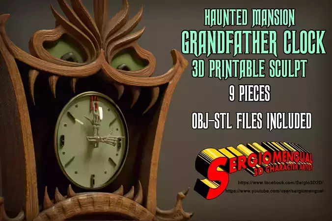 Haunted Mansion Grandfather Clock 3D Printable Sculpt