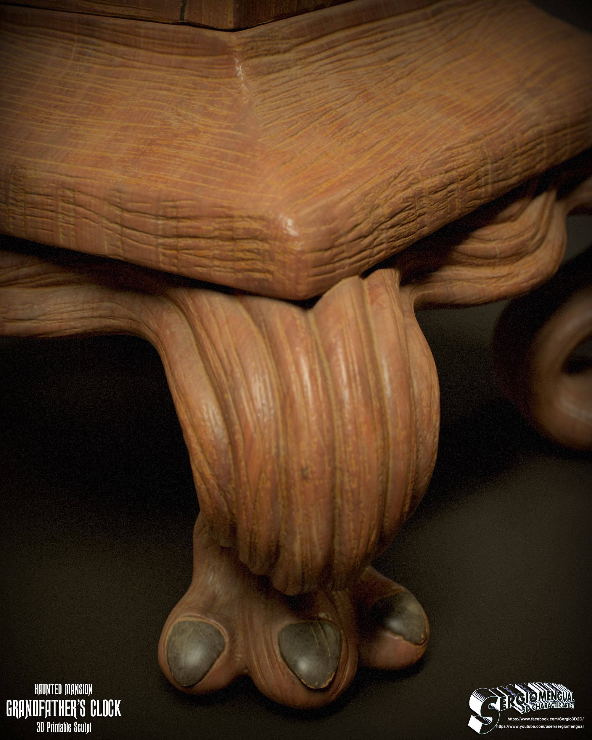 Haunted Mansion Grandfather Clock 3D Printable Sculpt 3D print model_19