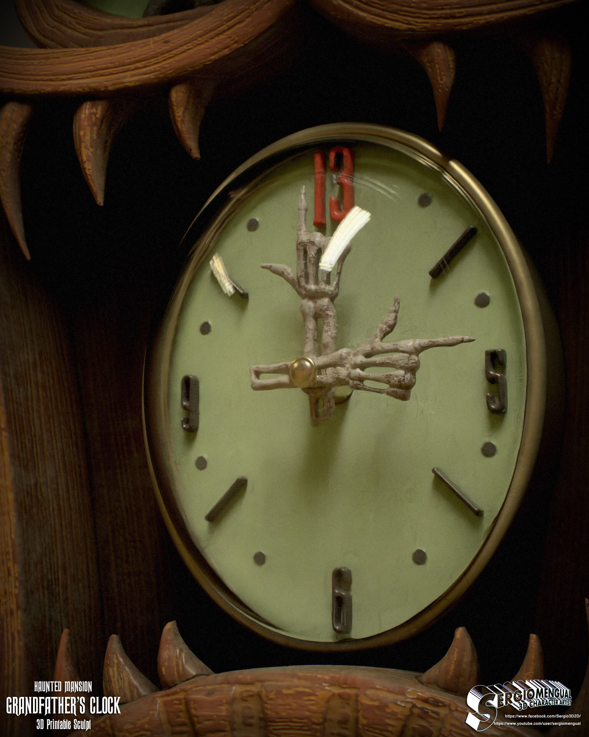 Haunted Mansion Grandfather Clock 3D Printable Sculpt 3D print model_20