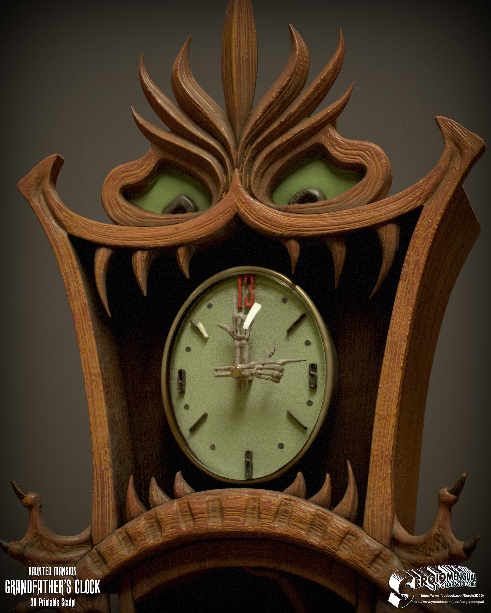 Haunted Mansion Grandfather Clock 3D Printable Sculpt 3D print model_14