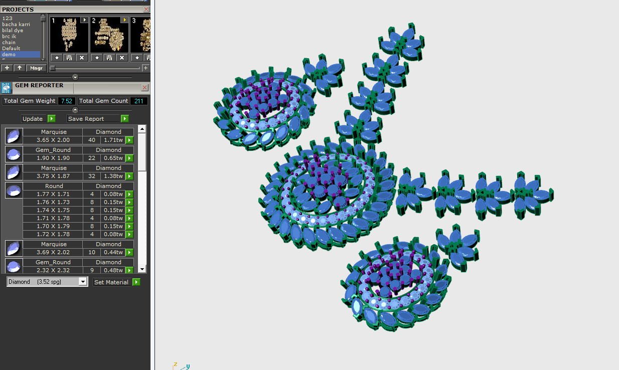 Diamond Locket Set sku0001 3D print model_2