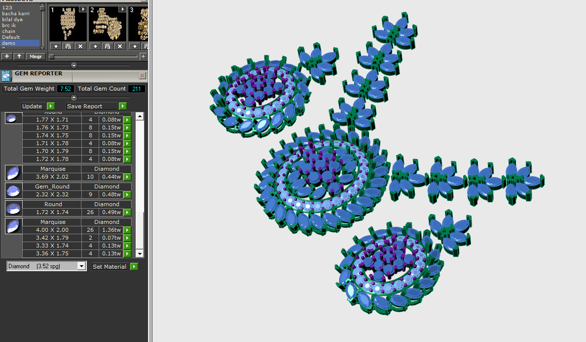 Diamond Locket Set sku0001 3D print model_3