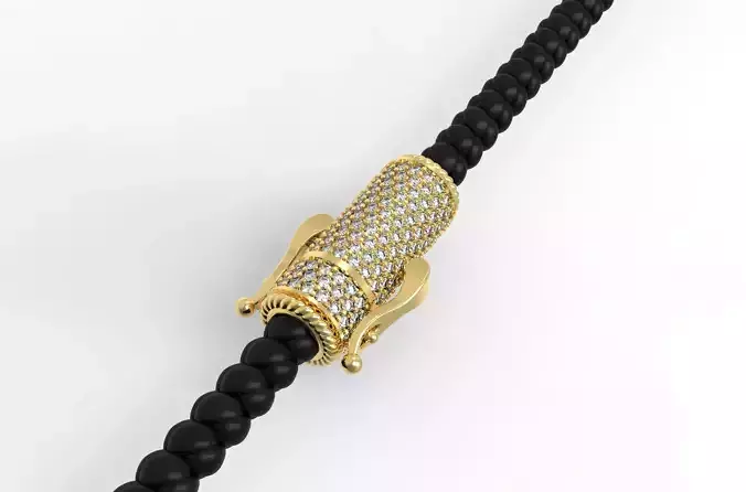 Diamond Paved Locker For 4 mm Leather Bracelet