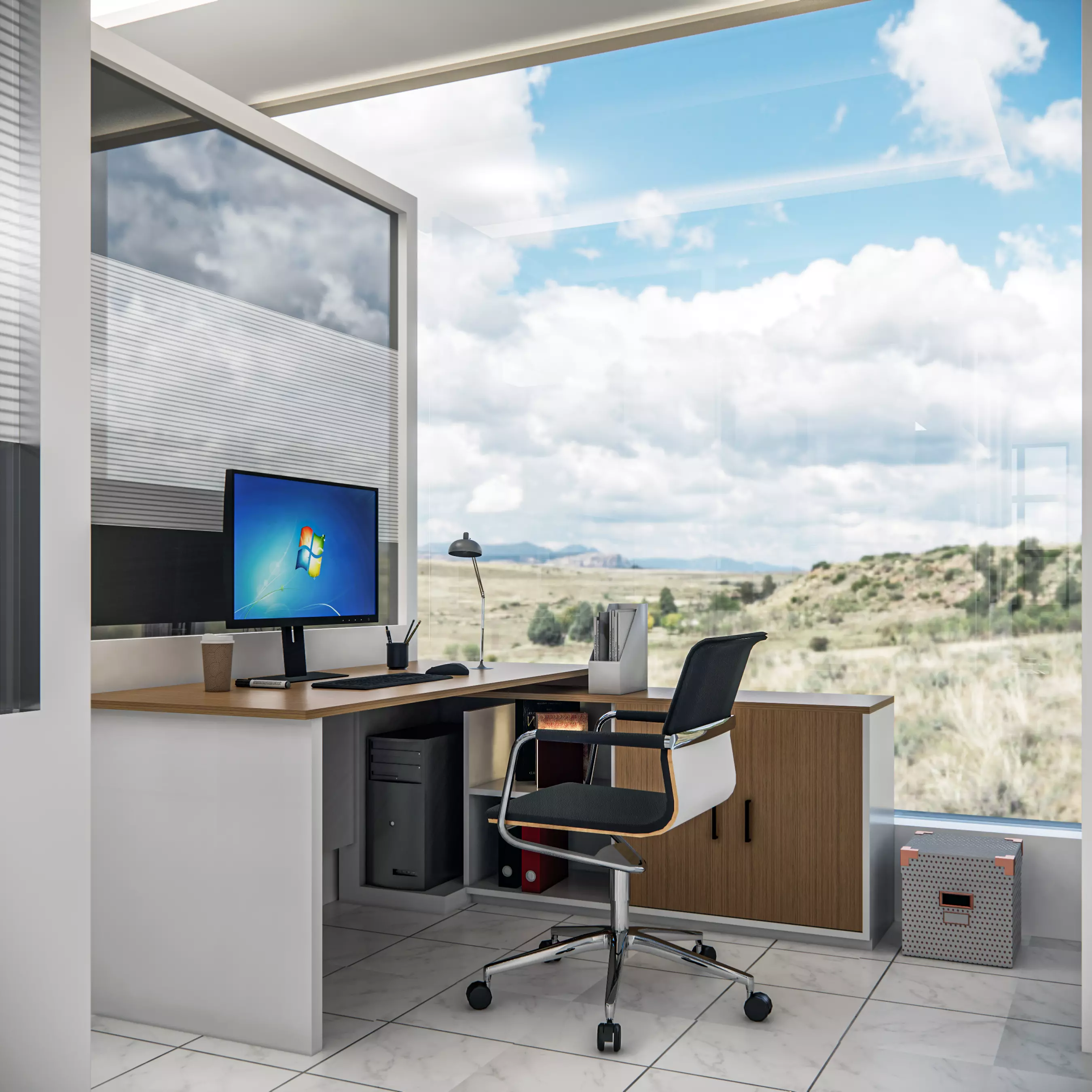 Modern realistic Office interior design 3D model