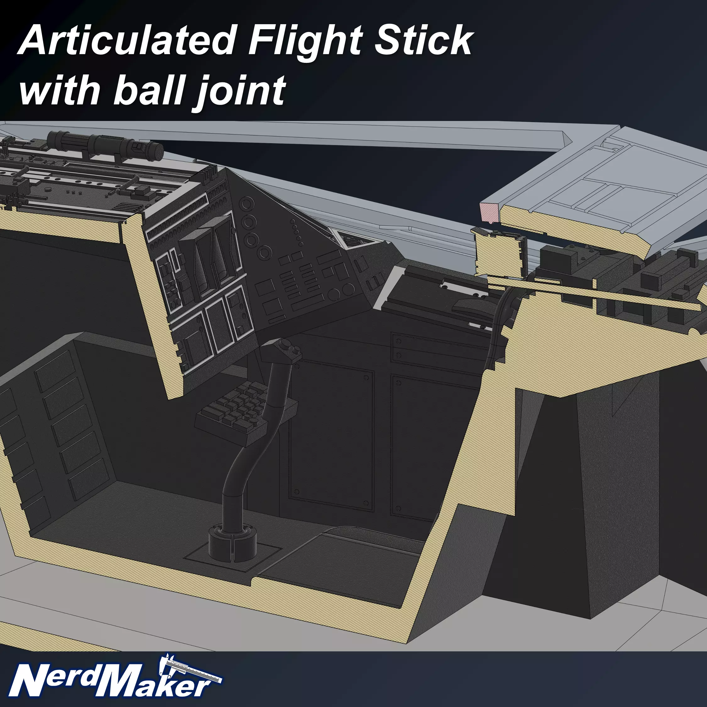 Model-X Cockpit Diorama 1-12 3D print model_15