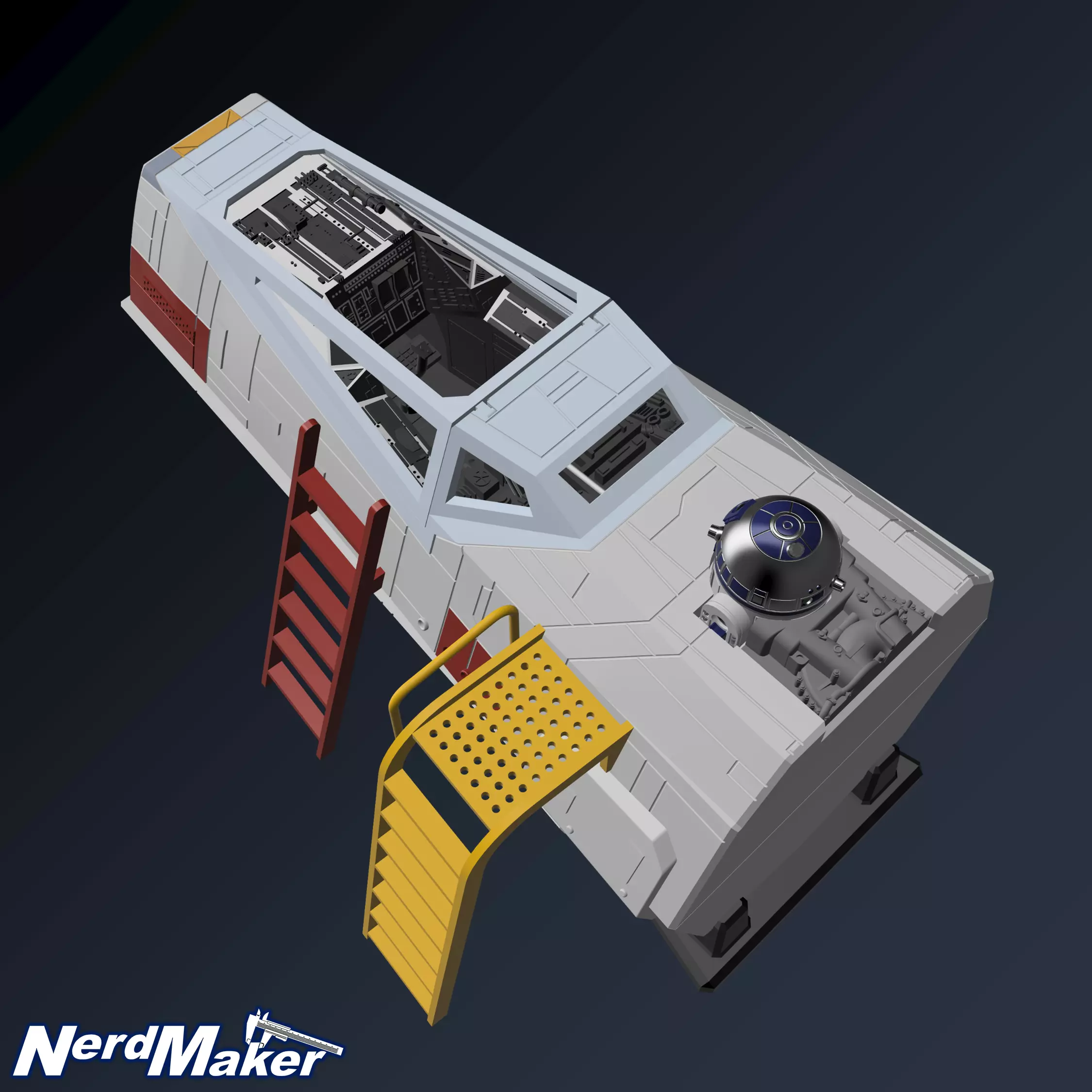 Model-X Cockpit Diorama 1-12 3D print model_4