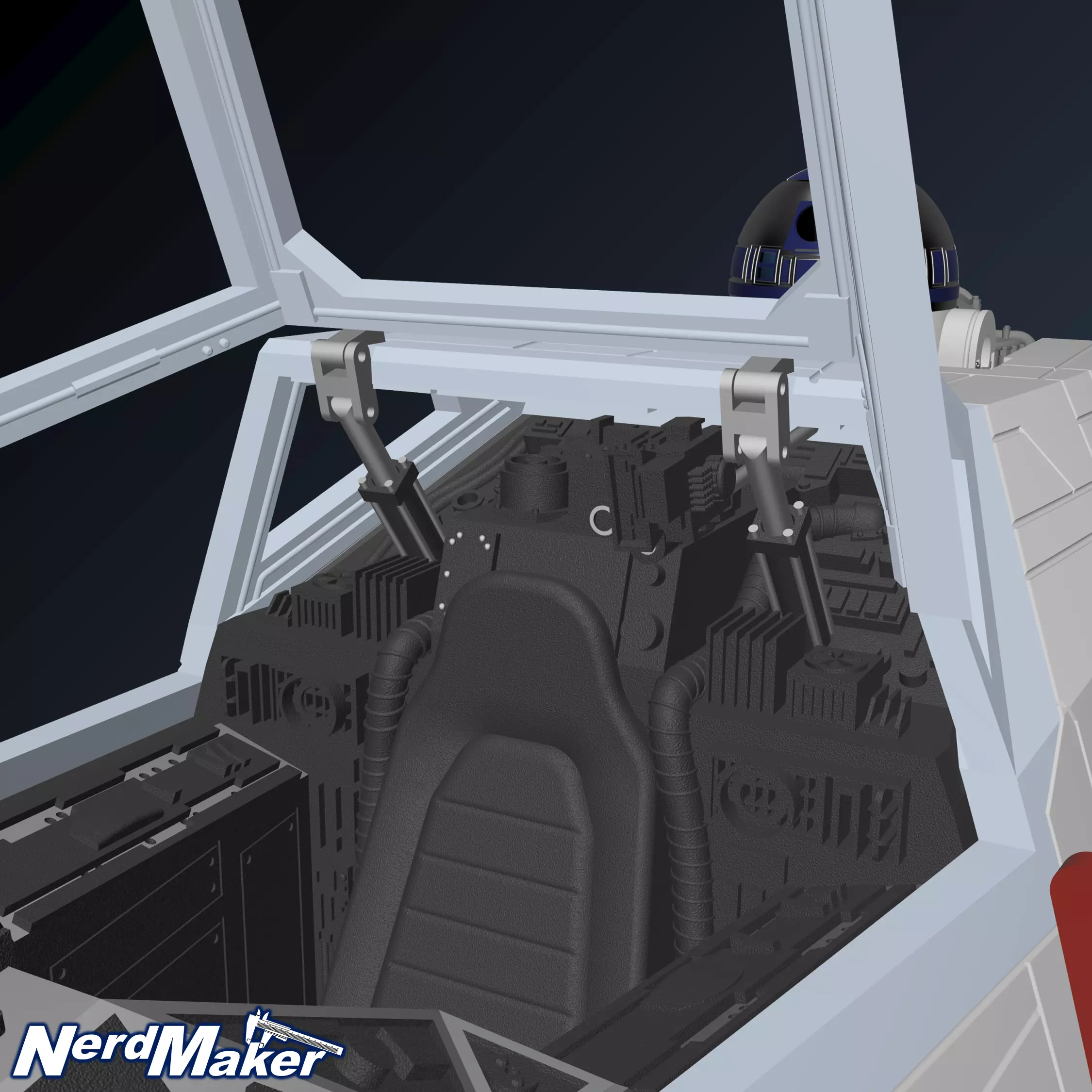 Model-X Cockpit Diorama 1-12 3D print model_2