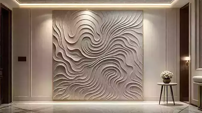 Decorative Wave Wall Panel for CNC - Flowing Modern Style 03