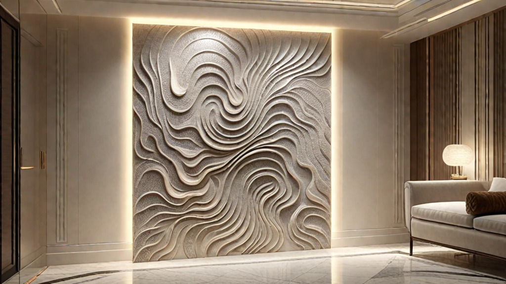 Decorative Wave Wall Panel for CNC - Flowing Modern Style 03 3D model_2