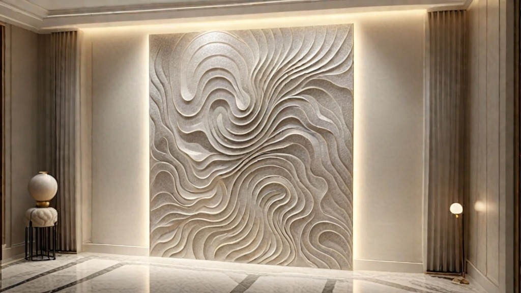 Decorative Wave Wall Panel for CNC - Flowing Modern Style 03 3D model_1