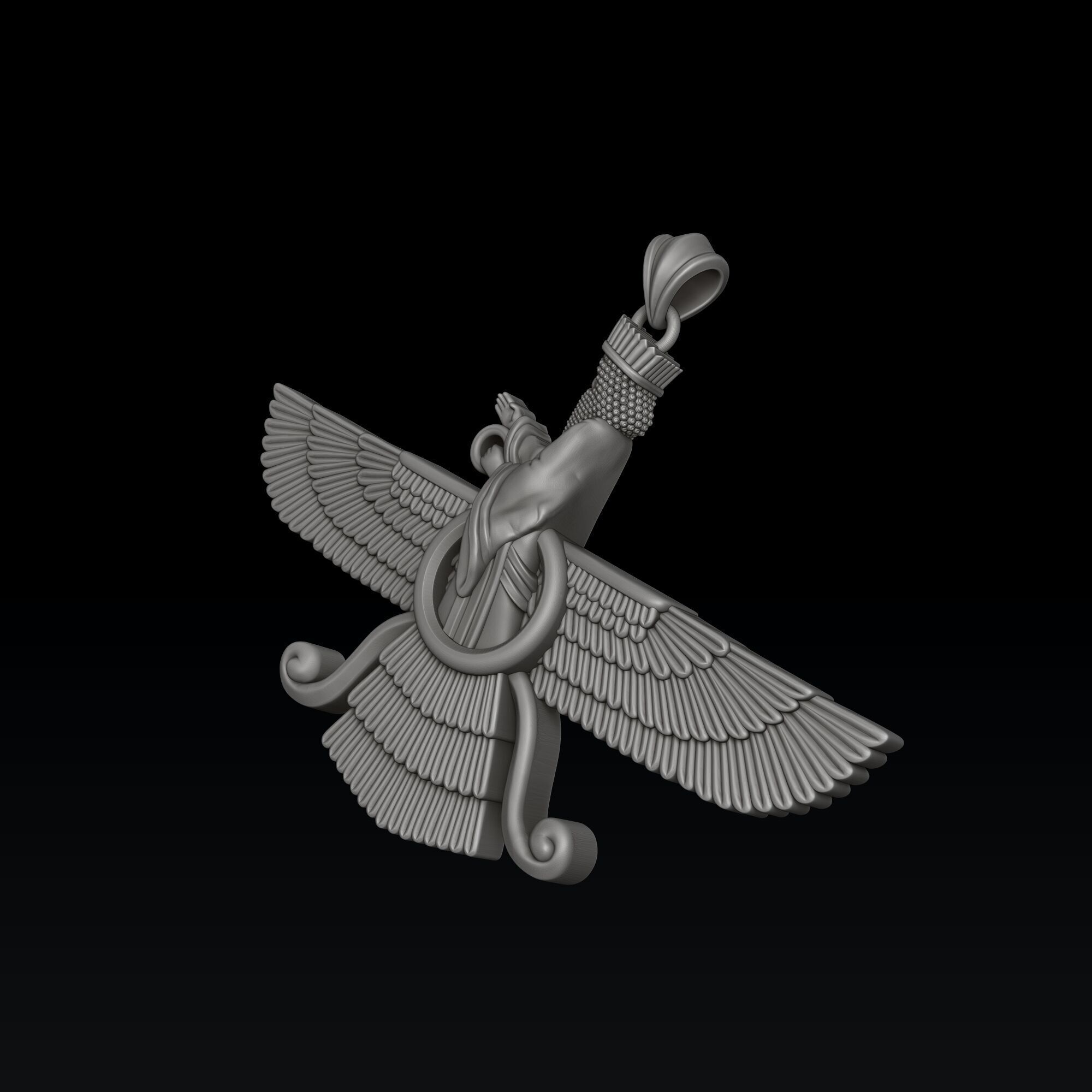 Faravahar Ahura Mazda Pendant 3D print model_3