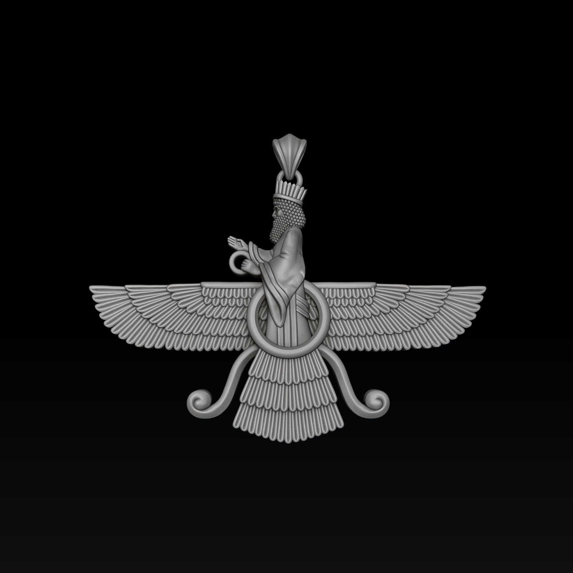 Faravahar Ahura Mazda Pendant 3D print model_5