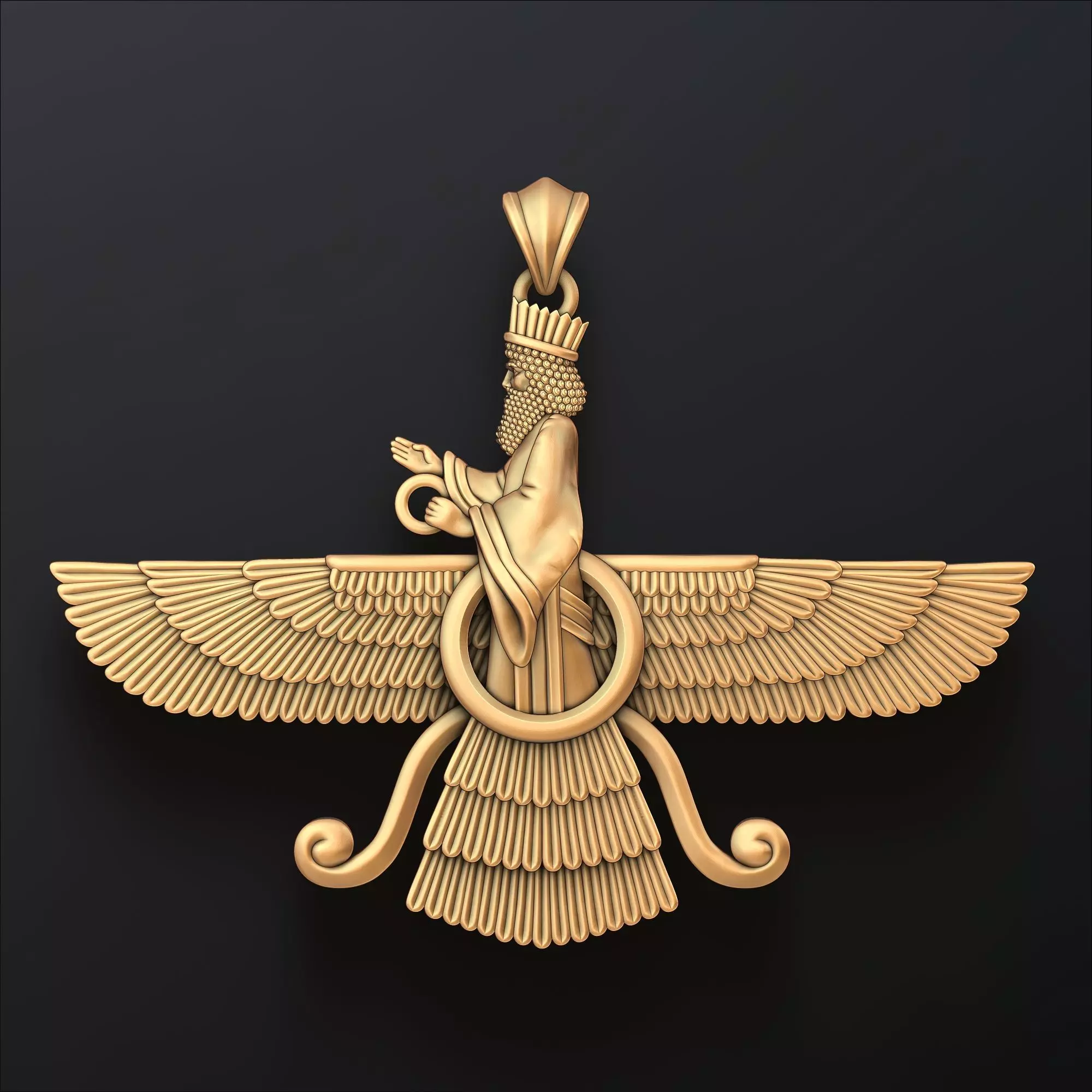 Faravahar Ahura Mazda Pendant 3D print model_0