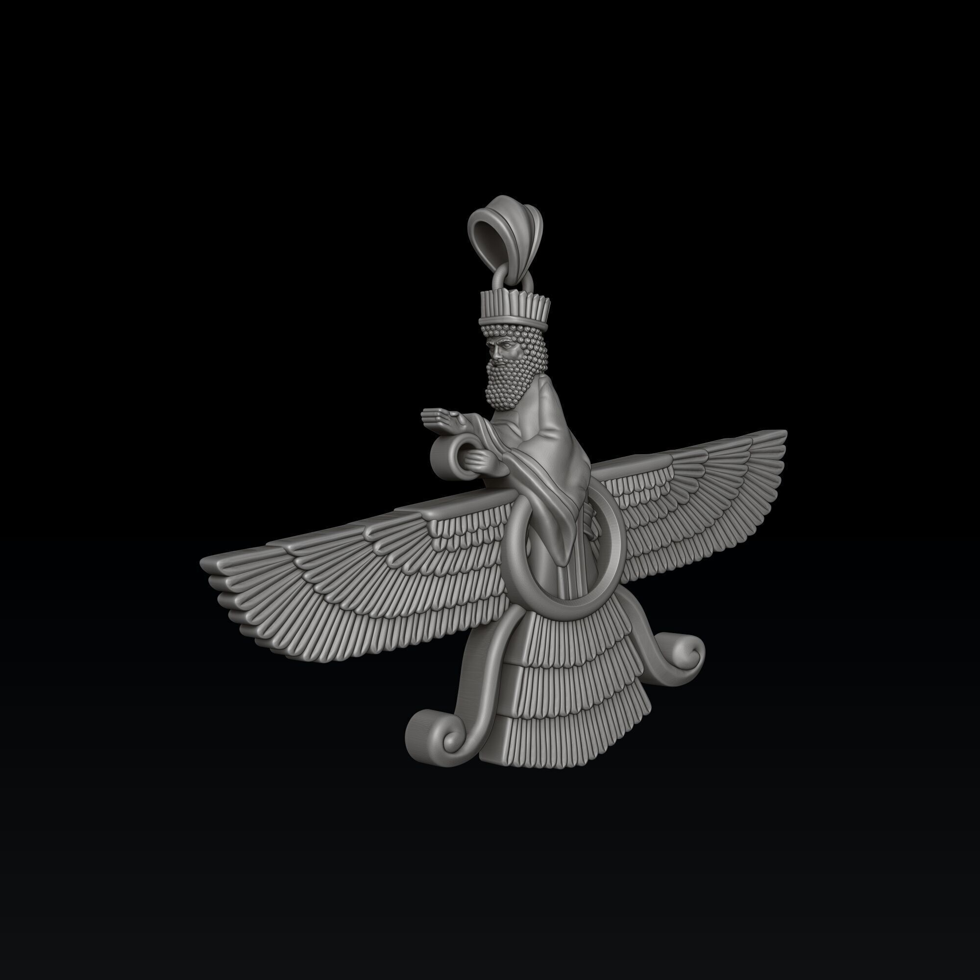 Faravahar Ahura Mazda Pendant 3D print model_6