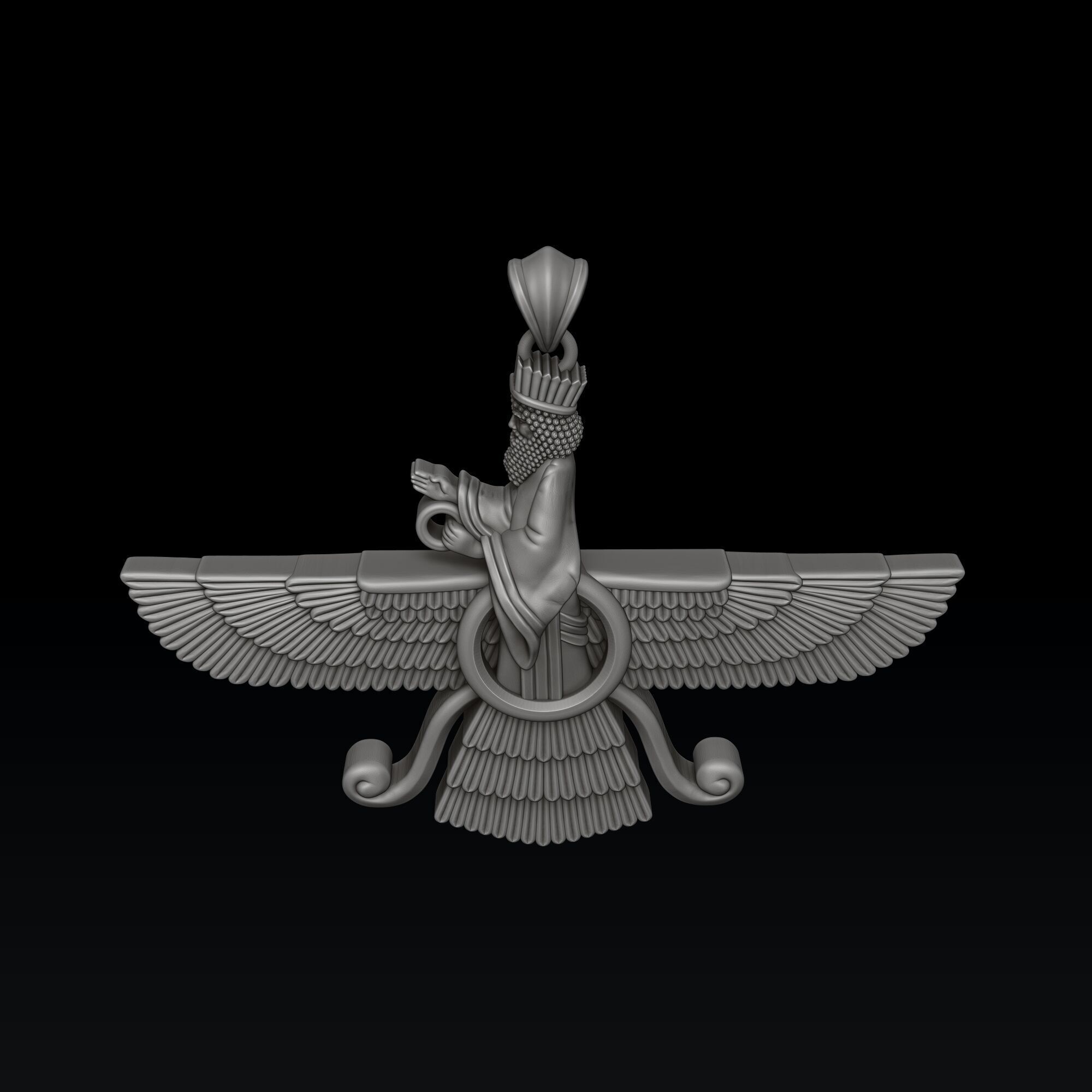 Faravahar Ahura Mazda Pendant 3D print model_2
