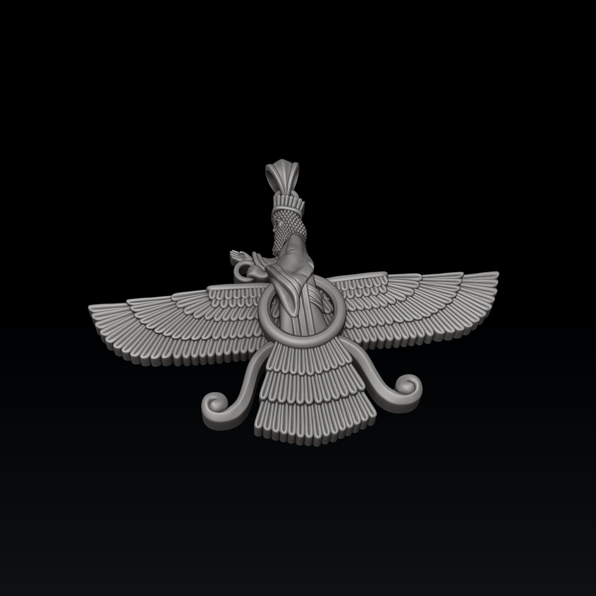 Faravahar Ahura Mazda Pendant 3D print model_1