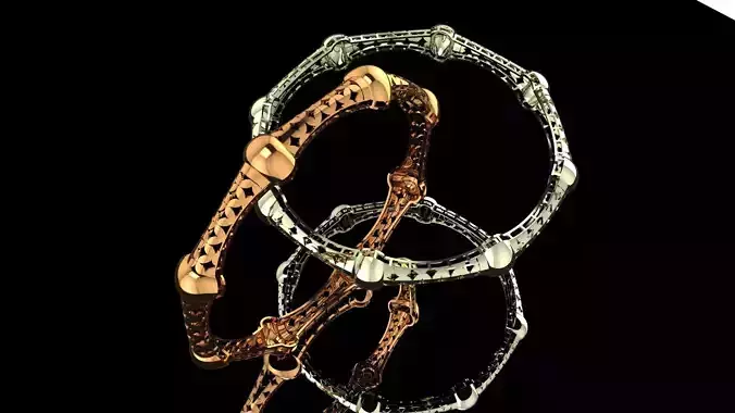 1193 Bone Segment Gold Cuff 60MM-12gram