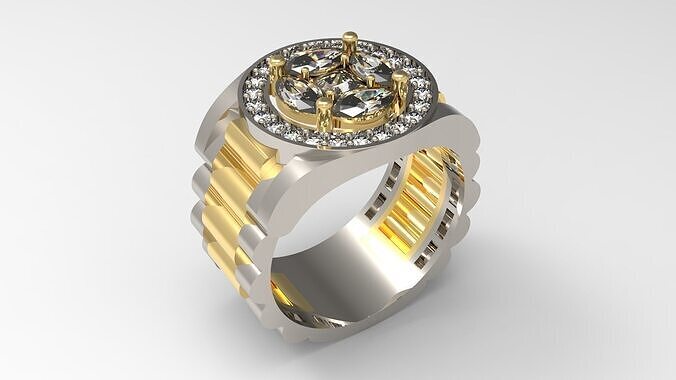 men diamond rolex ring ror0004 3D print model