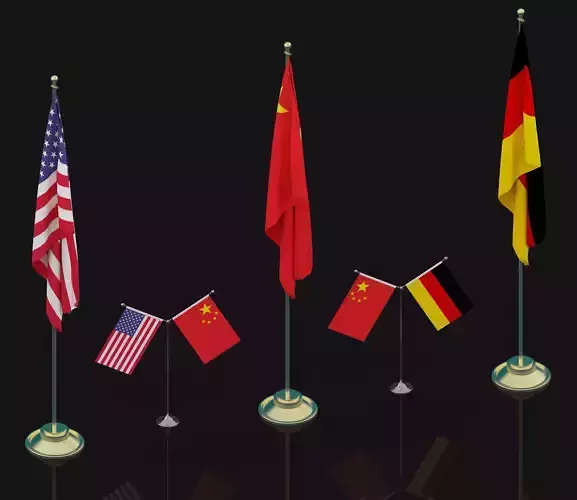 flags Low-poly 3D model
