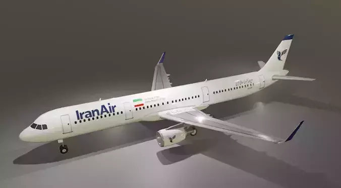 Iran Air Airbus a321-211 low poly 3D Model  Low-poly 3D model