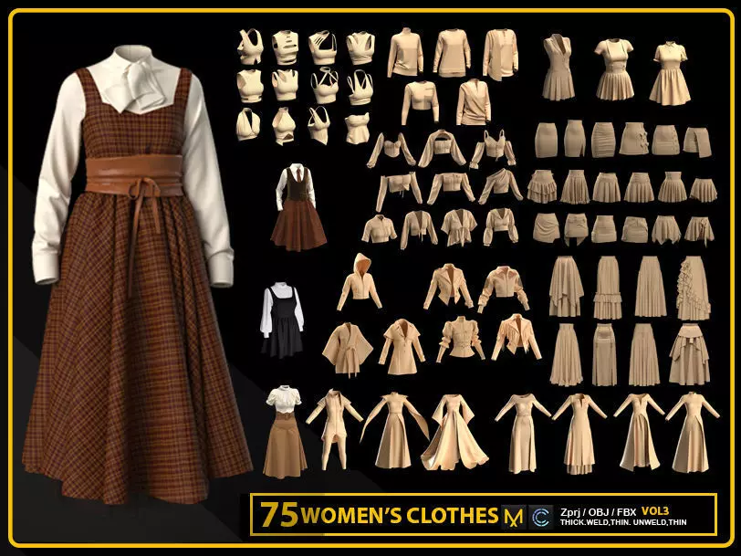 75 WOMENS CLOTHES 3D model